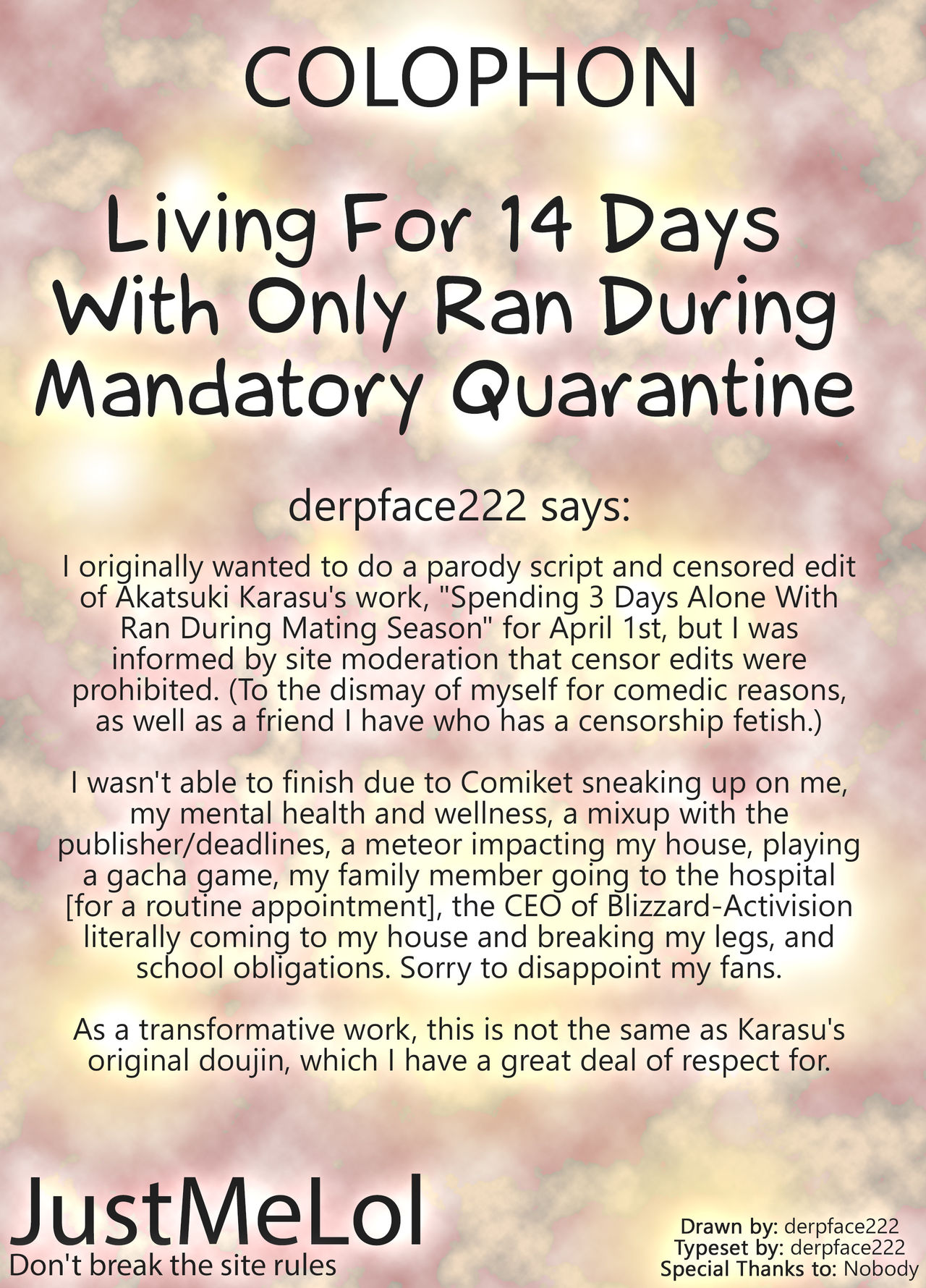 Spending 14 Days With Only Ran During Mandatory Quarantine, April 1st Ed page 8 full
