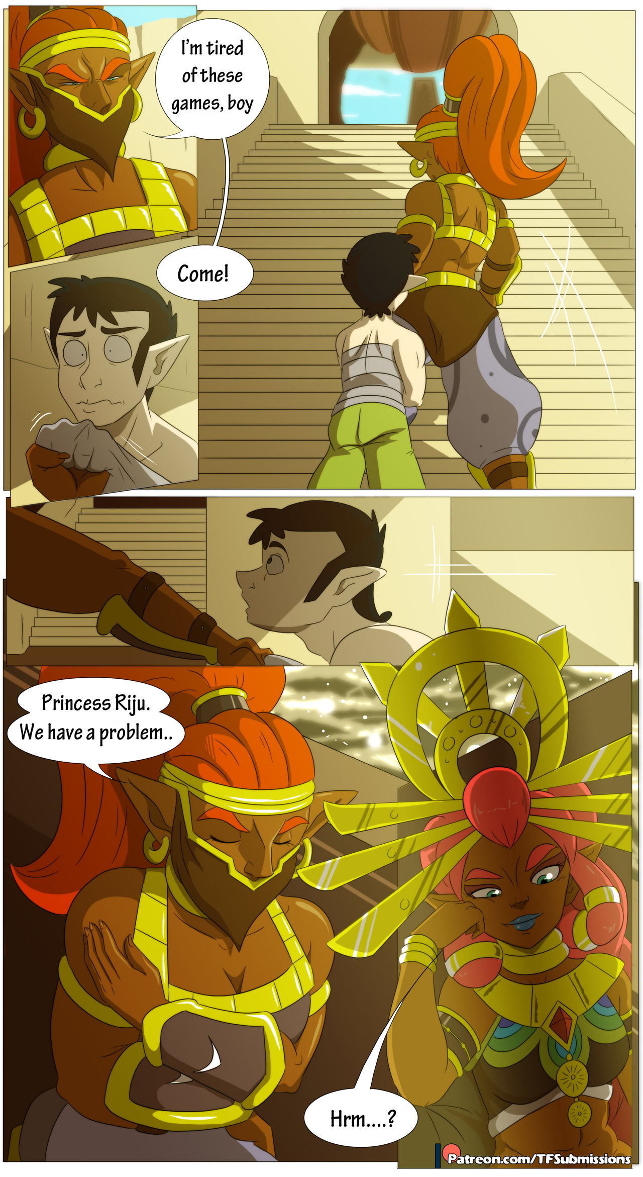 TFSubmissions -  Fitting in to the Crowd - LoZ BotW transformation gender/bender comic page 4 full