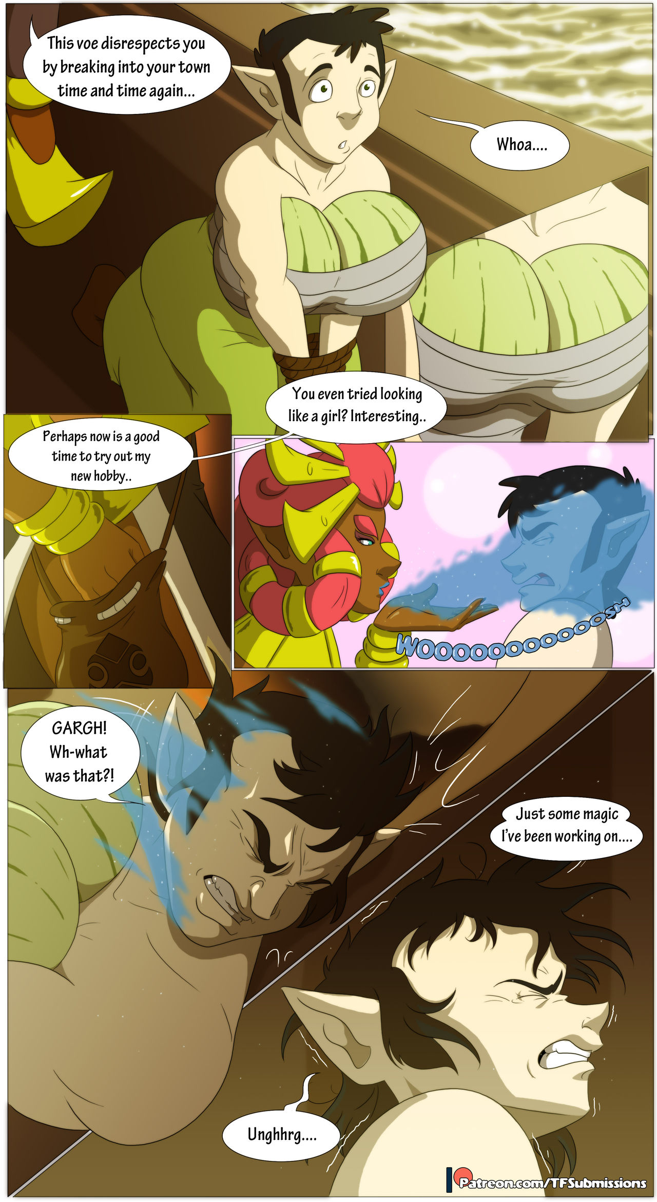TFSubmissions -  Fitting in to the Crowd - LoZ BotW transformation gender/bender comic page 5 full