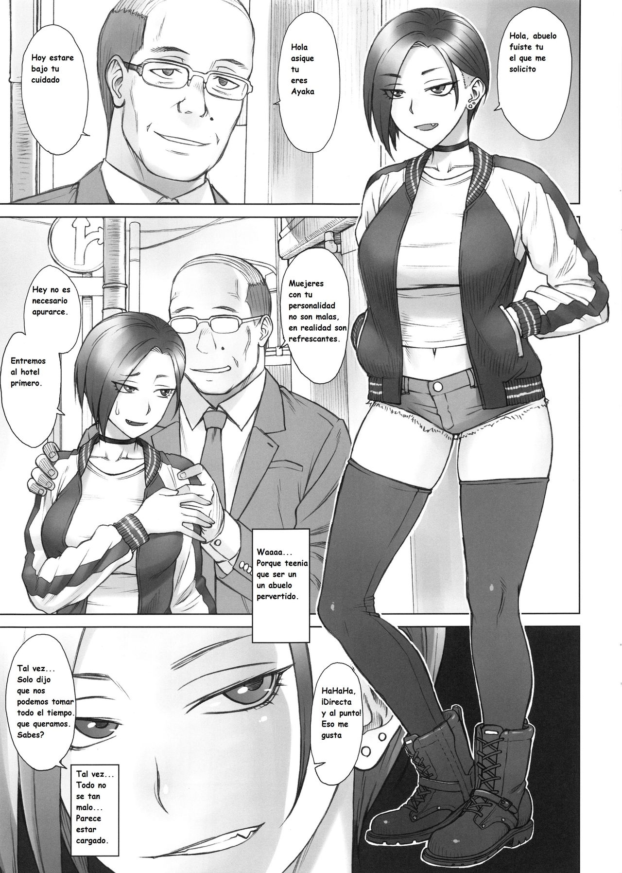 Stun Gun Ayaka vs Dekachin Oji-san | Taser Ayaka vs la Gran Polla de Abuelito page 4 full
