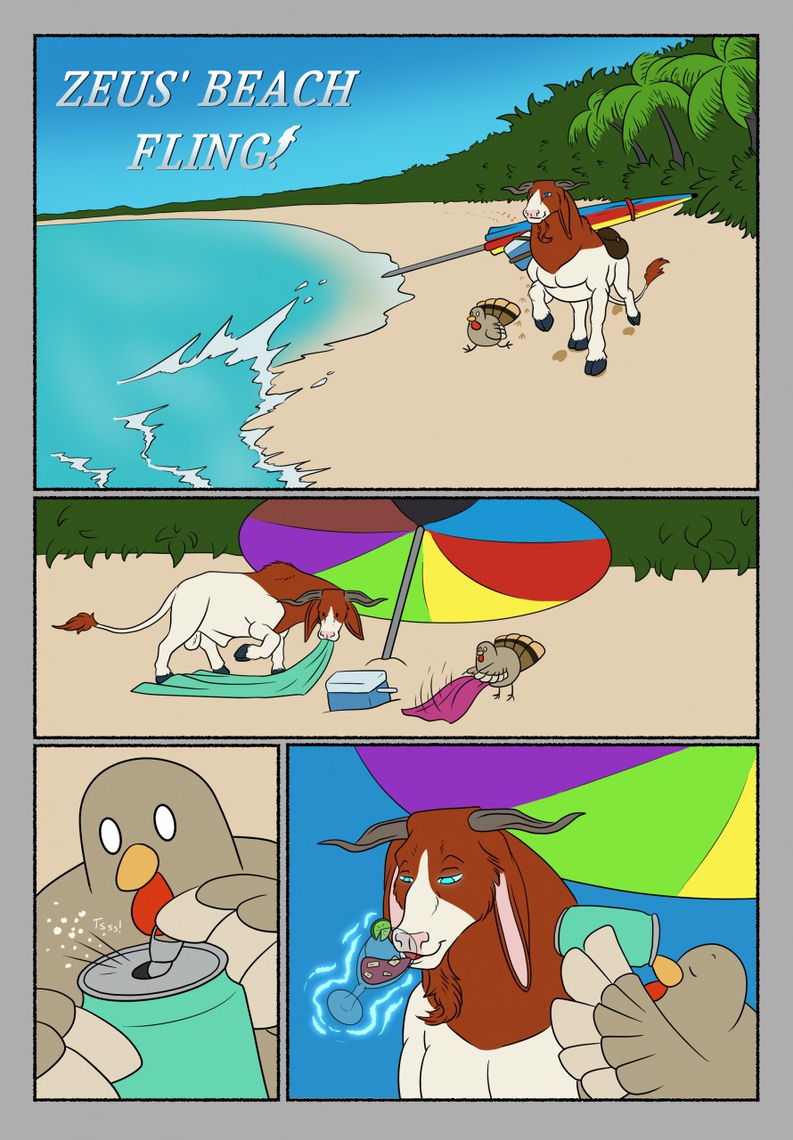 Zeus' Beach Fling! page 1 full