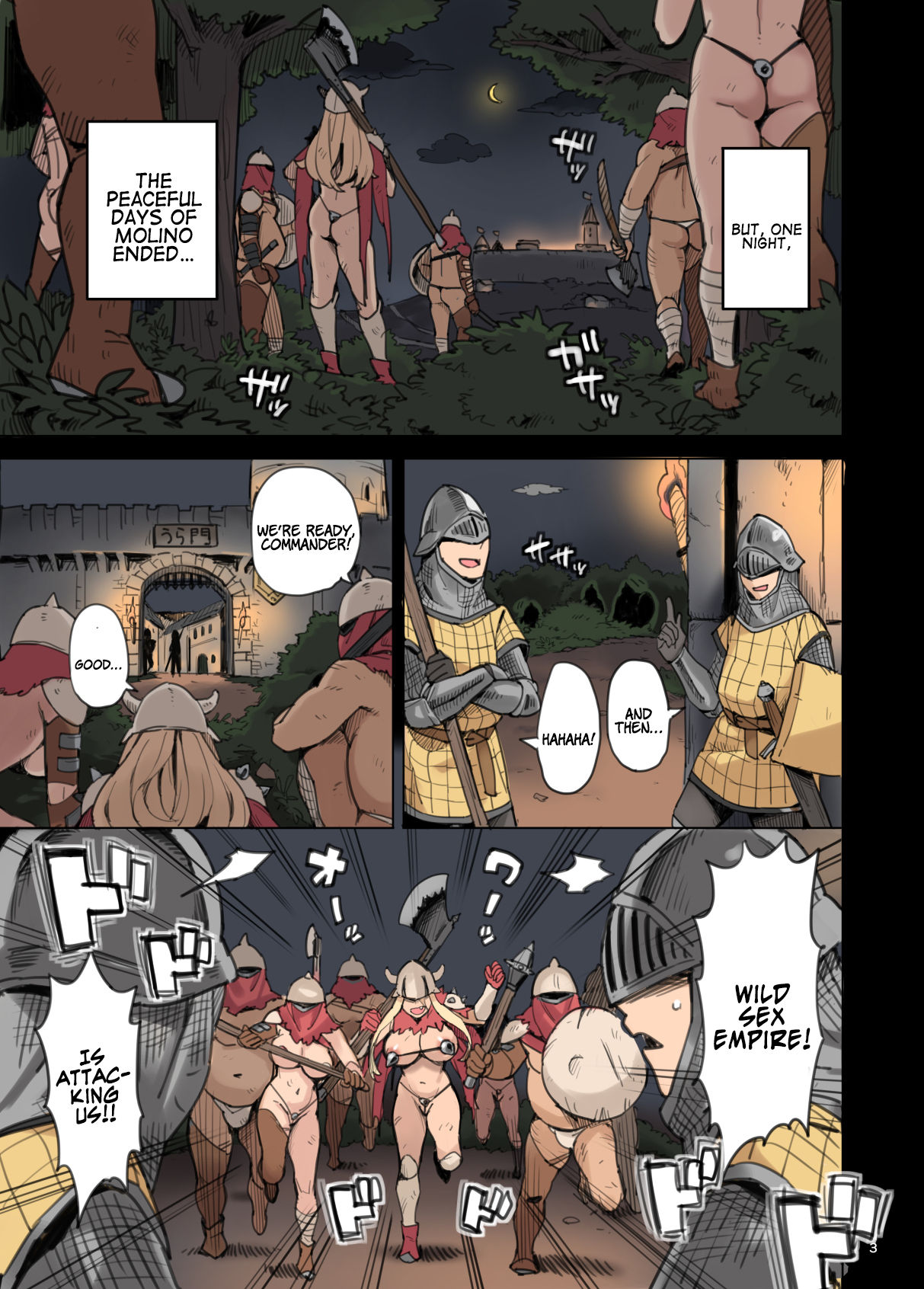 Shinryaku no Wild Ecchi Teikoku!! -Inran Dasshutsu Hen- | Raid from the Wild Sex Empire!! -Lewd Escape Part- page 3 full