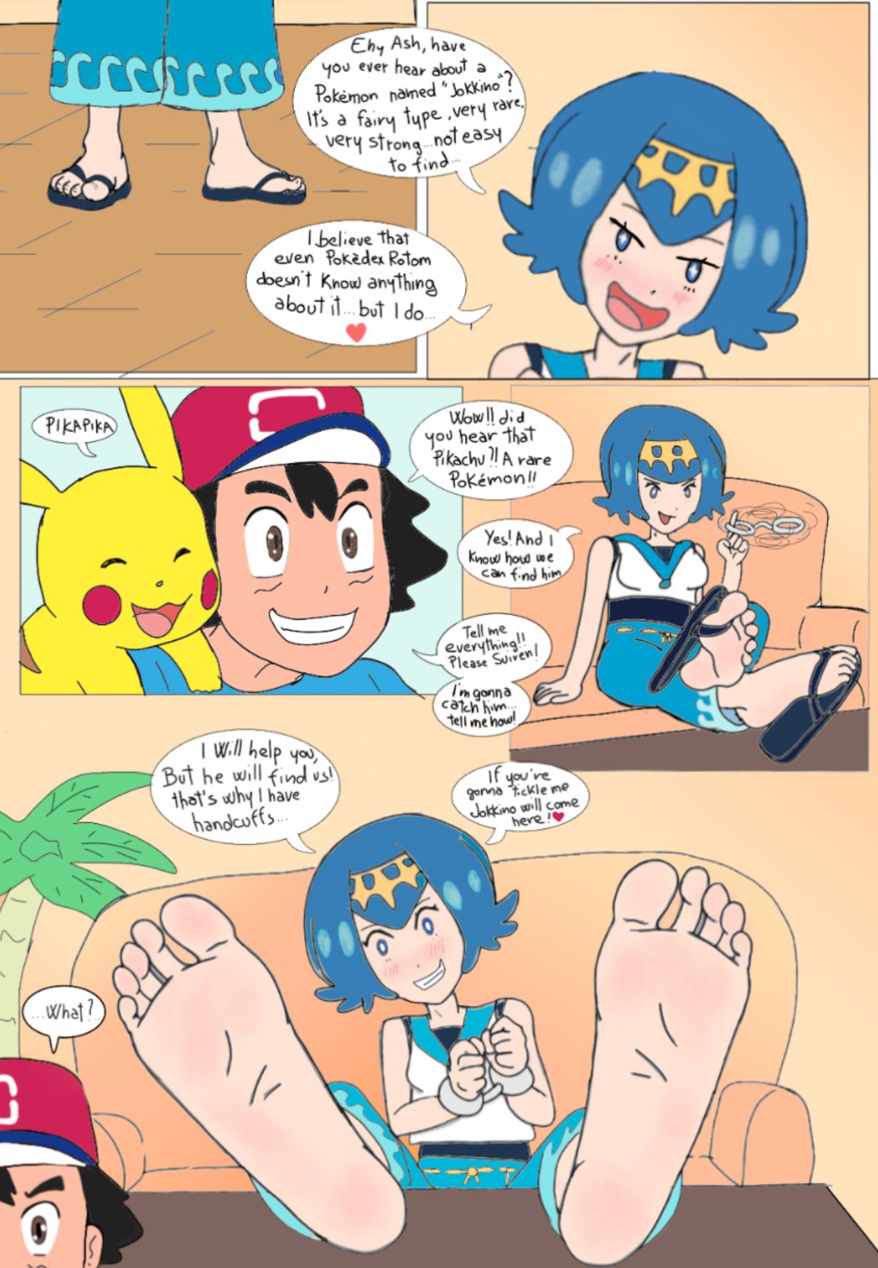 Suiren/Lana pokegirl tickle comic page 1 full
