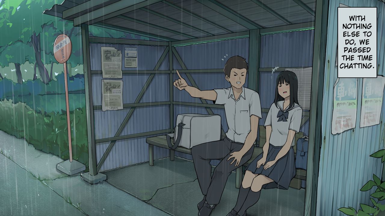 Inaka no Bus-tei nite Tougekou de Itsumo Issho ni Naru Kouhai Joshi to Amayadori, Ame de Shittori to Shita Funiki no Naka de Jou o Kawasu page 2 full