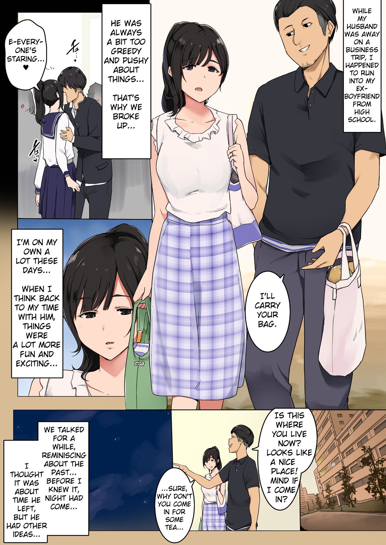 Otto ga Shucchouchuu ni Koukoujidai no Motokare to Atteshimatta Hitozuma no Ohanashi page 1 full