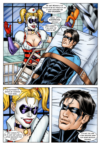 Batman and Nightwing discipline Harley Quinn cover