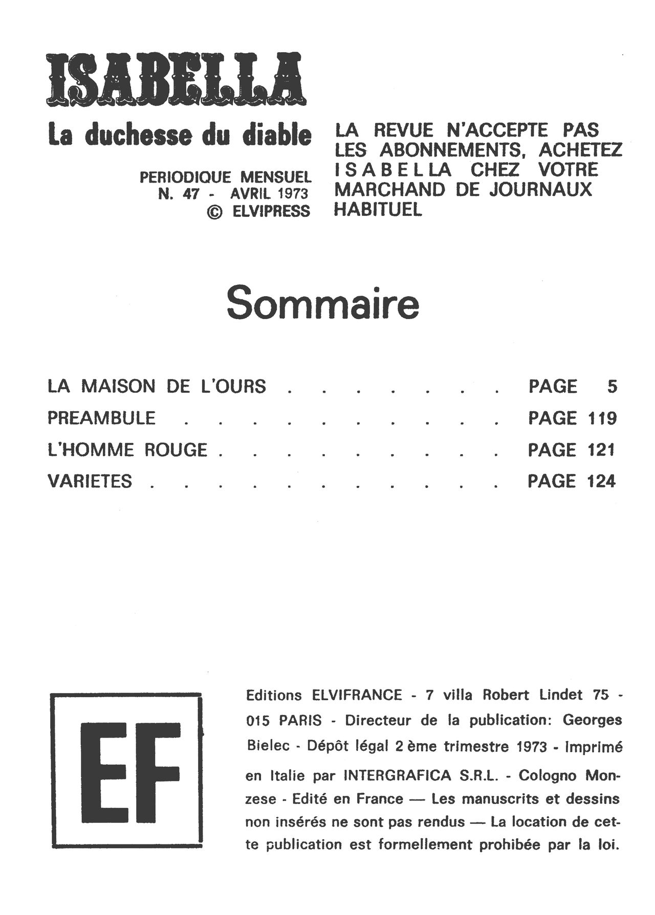 Isabella, la Duchesse du Diable - T047 - La Maison de l'Ours page 3 full