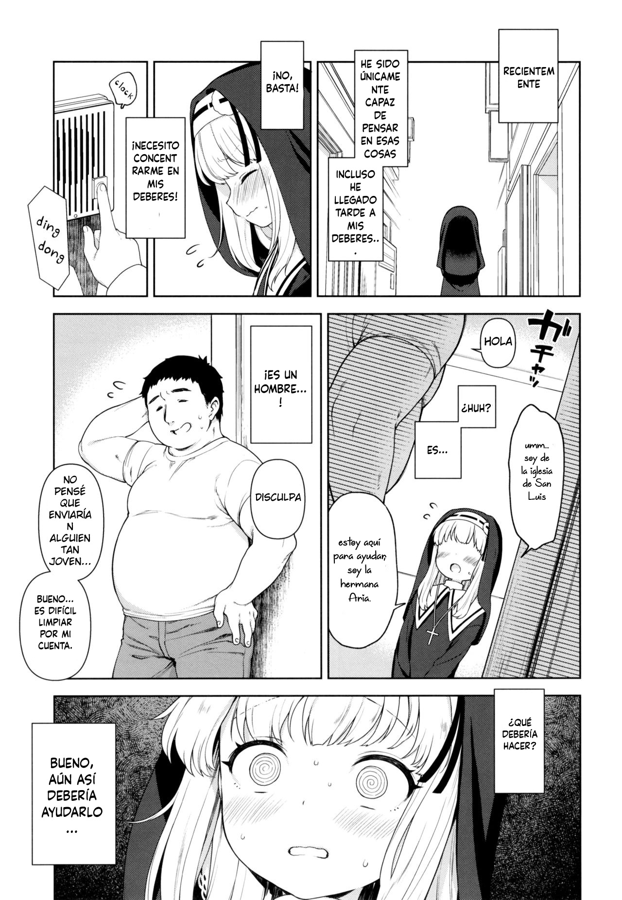 Keiken na Sister Minarai ga Otoko no Tokunou Seieki o Shiboritsukusu Hon | La monjita que redimió mediante el sexo a un hombre page 5 full