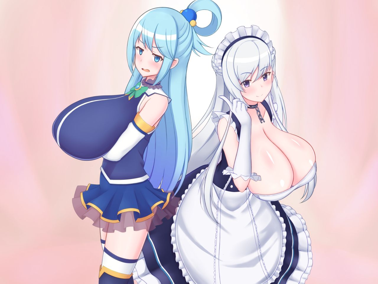 触手でおっぱいなアクアとベルファストに見下されるシチュハツネちゃんとミサト先生のおっぱいエール♡ page 5 full