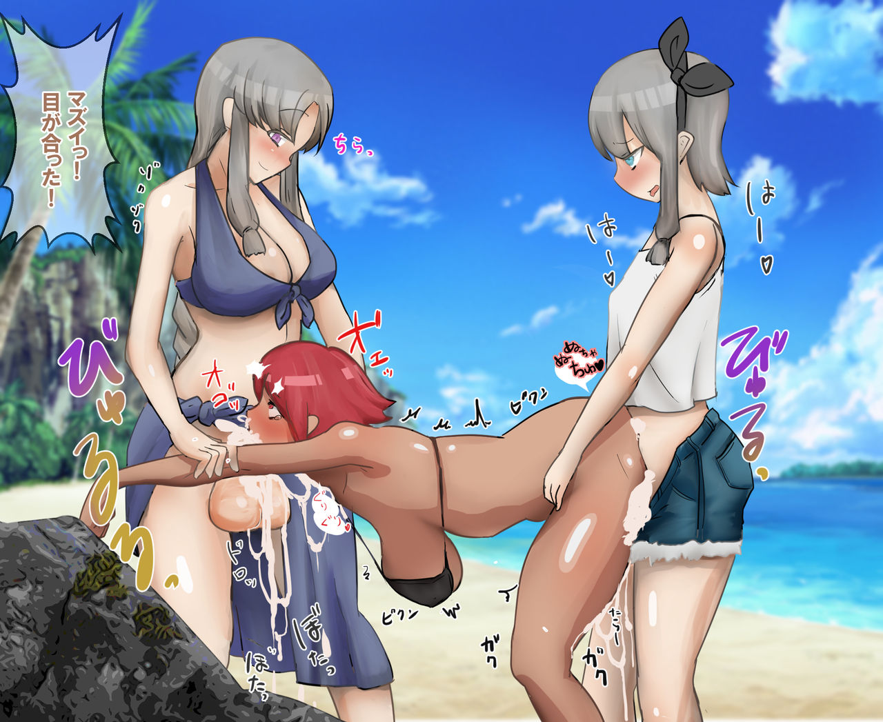 FUTA x FUTA Kasshoku Bakukon Futanari ga Yarichin Futanari Shimai ni Yararechau Hanashi page 6 full