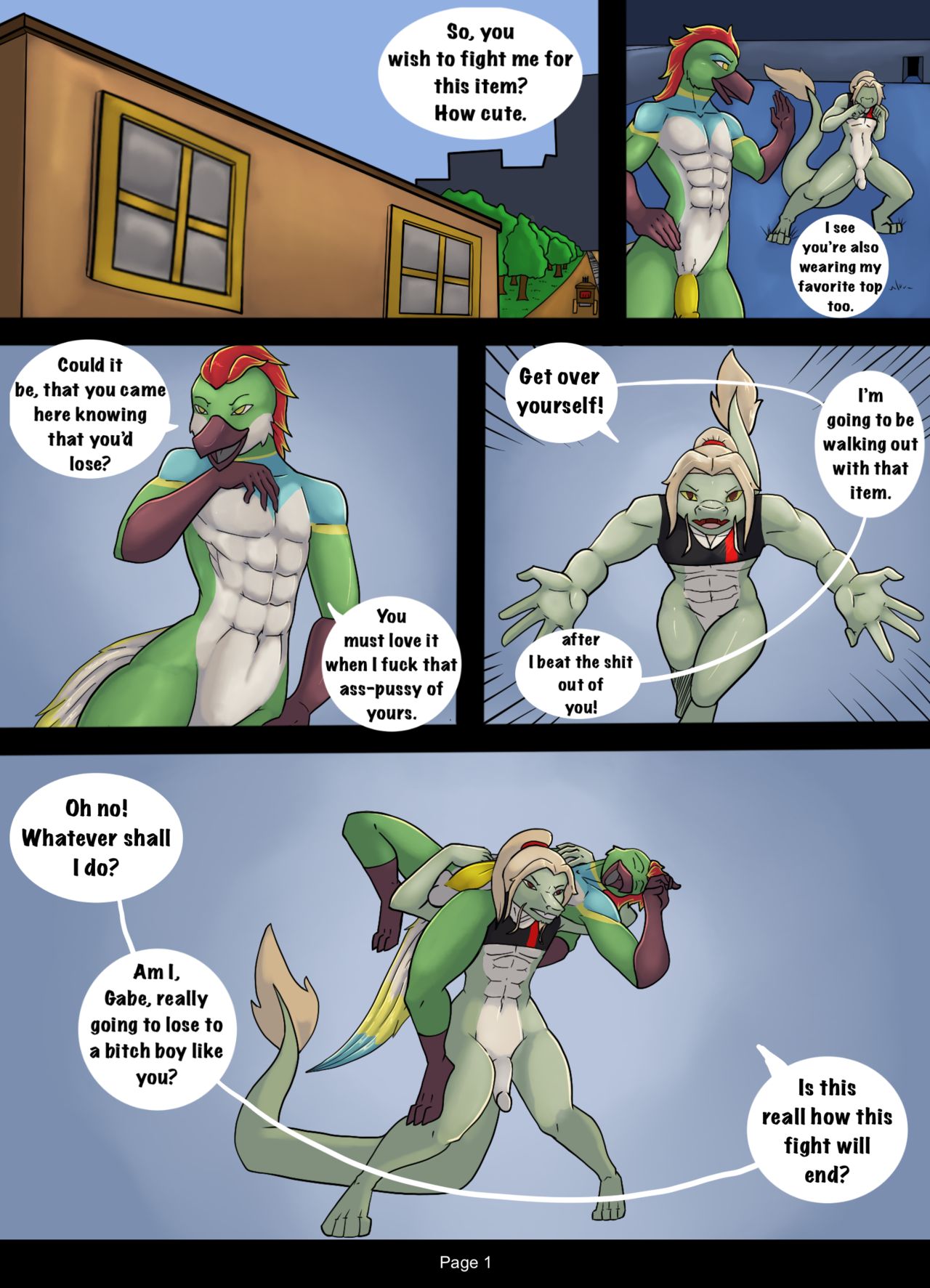 Commission comic Sek vs Gabe page 1 full