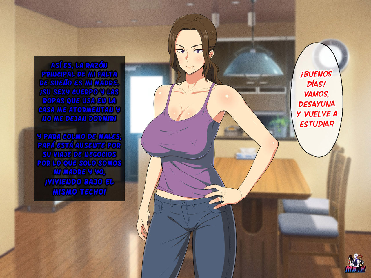 Ore no Kaa-san ga Muchimuchi Bakunyuu de Gaman Dekinai! | Por culpa de las enormes tetas de mi madre ¡No puedo controlarme! page 4 full